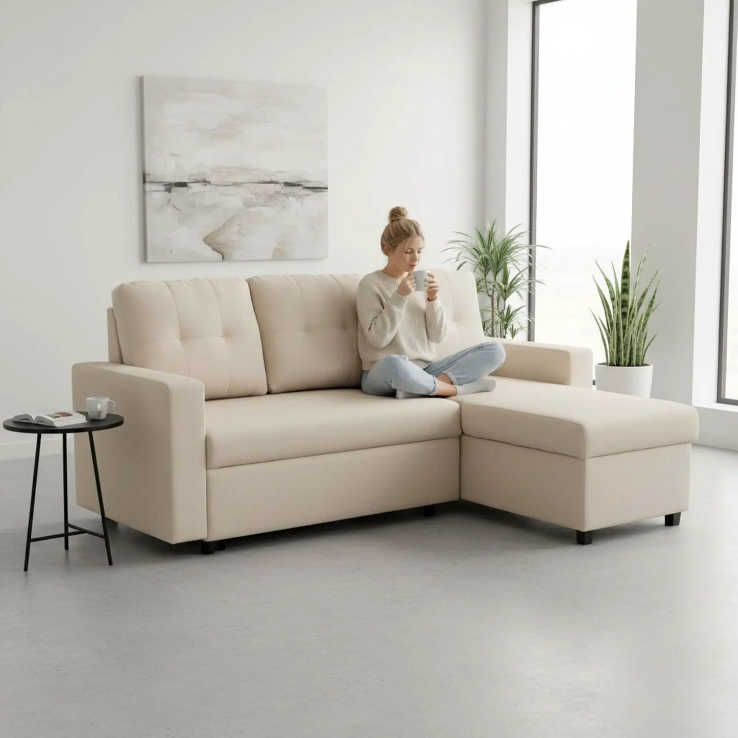 Convertible L Shaped Sectional Sleeper Sofa Bed