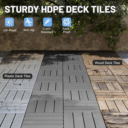 44 Pcs Interlocking Deck Tiles for Patio Flooring