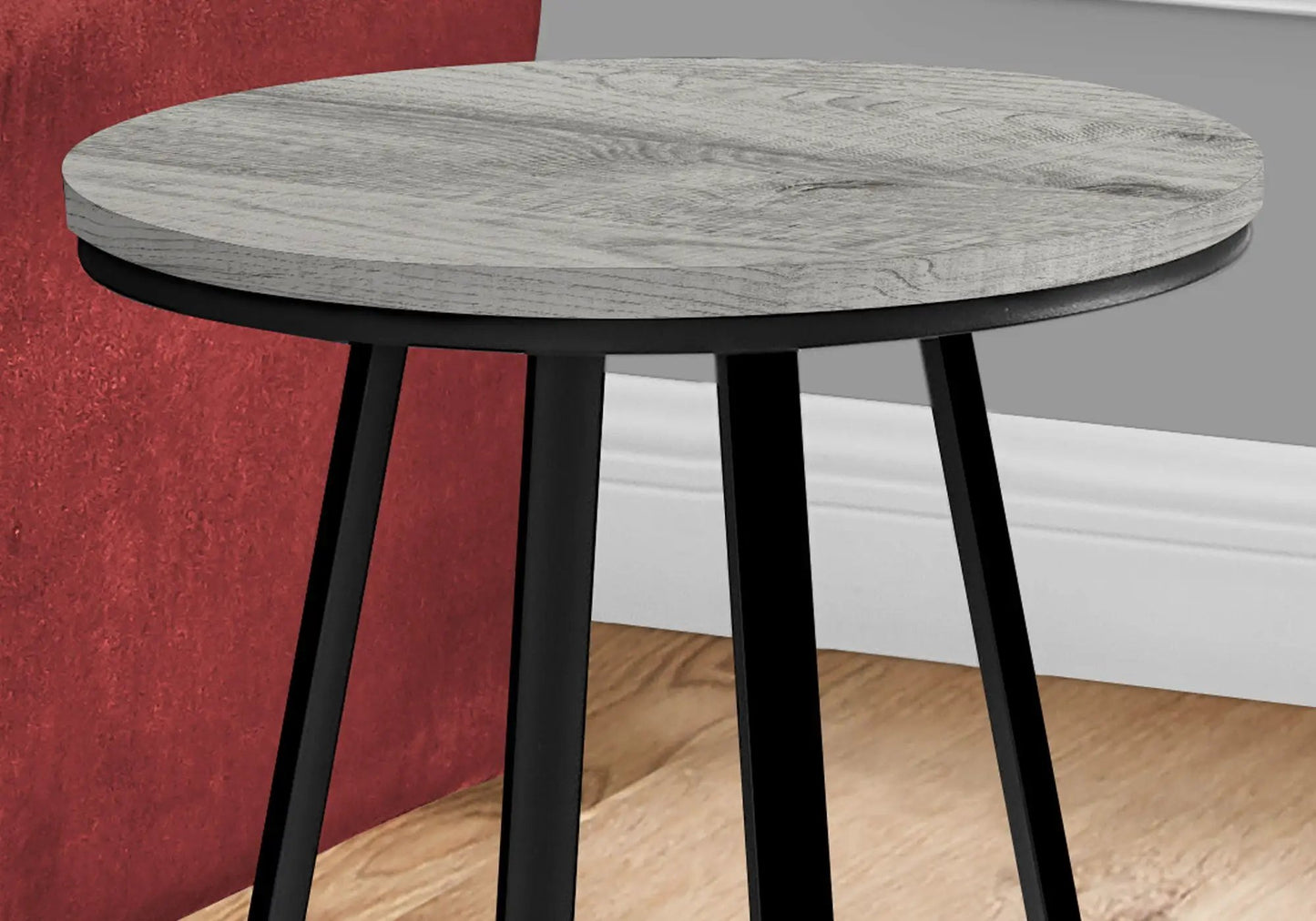 Accent Table, Side, Round gray-washed wood top with black legs by Unique Piece Furniture on Tampa Home & Garden Store