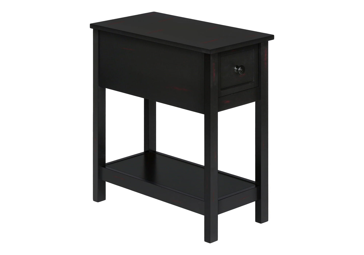 Accent End Table 2-Tier narrow black finish with storage drawer and lower shelf on Tampa Home & Garden Store