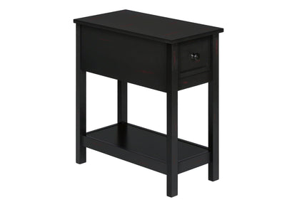 Accent End Table 2-Tier narrow black finish with storage drawer and lower shelf on Tampa Home & Garden Store