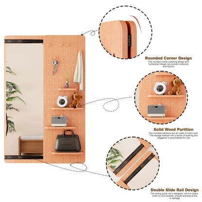 Wall Mounted Full Length Mirror with Hook