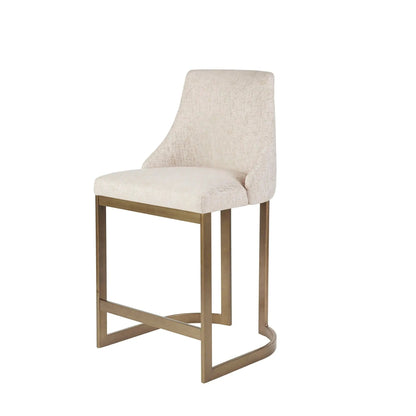Upholstered Counter Stool with Metal Base Cream