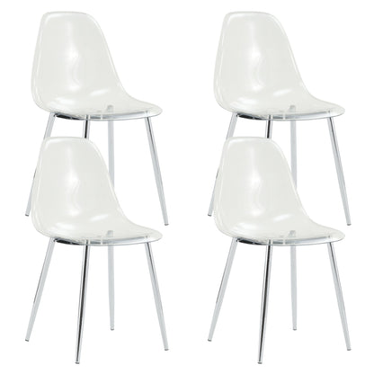 Modern Minimalist Transparent Dining Chair 6-Piece Set with clear acrylic seats and chrome legs on Tampa Home & Garden Store