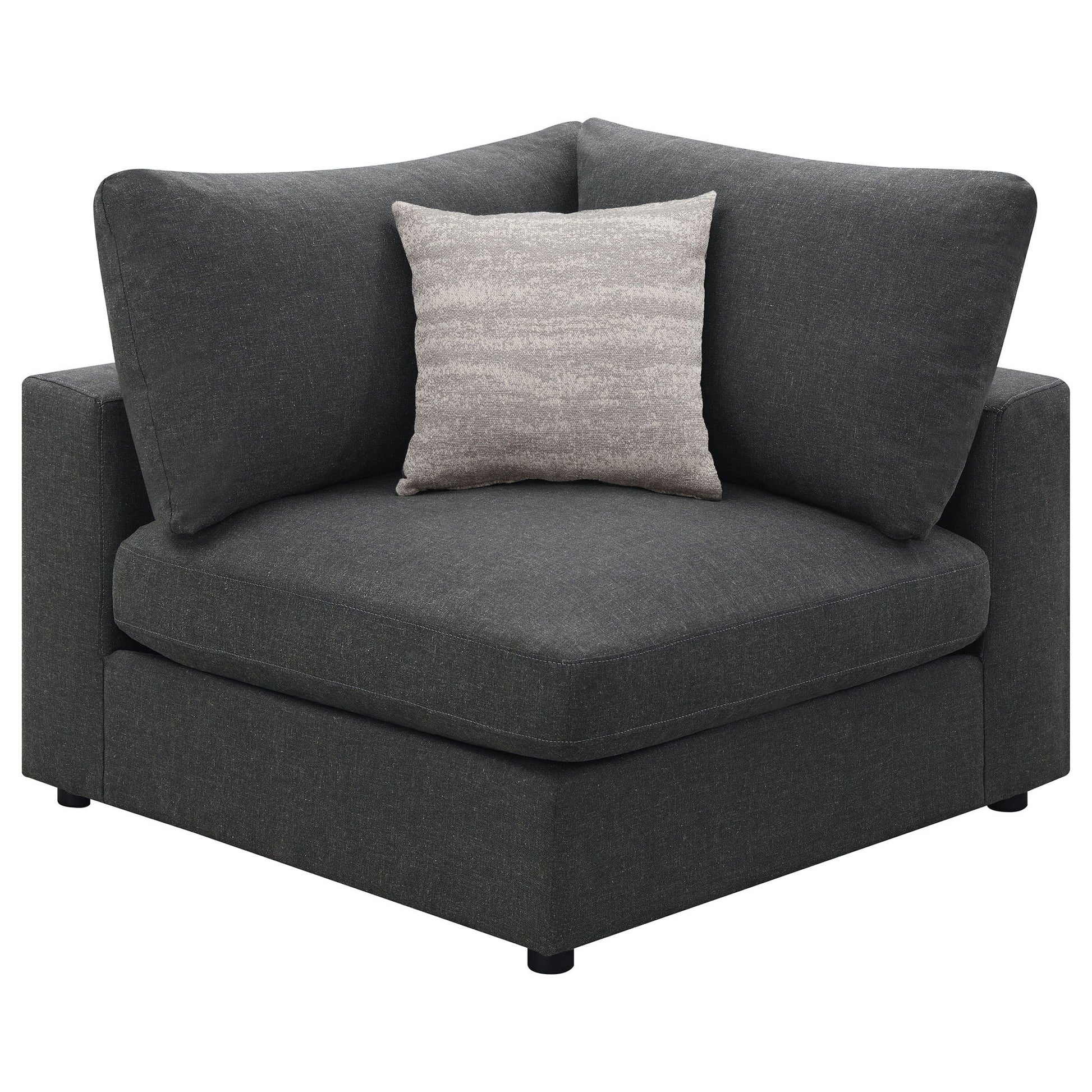 Rhette upholstered sectional HouseOfZazla charcoal fabric 2-piece living set with pillow on Tampa Home & Garden Store