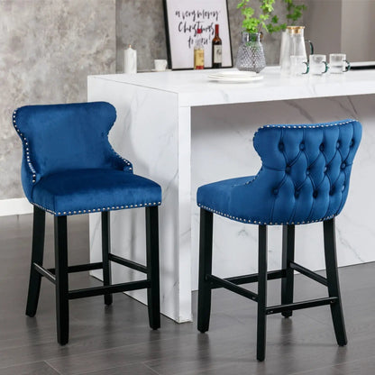 Contemporary Wing-Back Barstools with Tufting