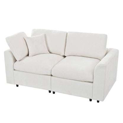 U-Style 4-Piece Sofa Set beige fabric sofa with plush cushions and black legs on Tampa Home & Garden Store