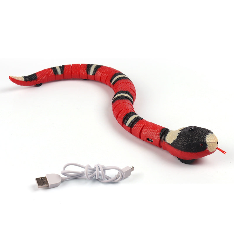 Smart Sensing Interactive Cat Snake Toy red with USB charging cable for cats and dogs on Tampa Home & Garden Store