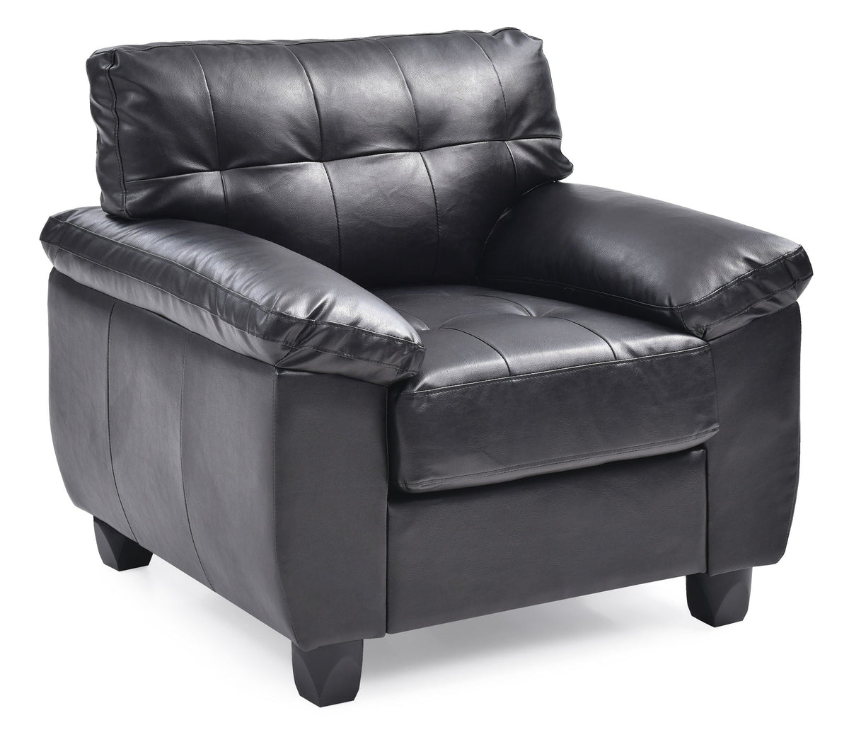 Accent chair with removable back, black leather, pocketed coil cushion by HouseOfZazla on Tampa Home & Garden Store