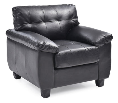 Accent chair with removable back, black leather, pocketed coil cushion by HouseOfZazla on Tampa Home & Garden Store