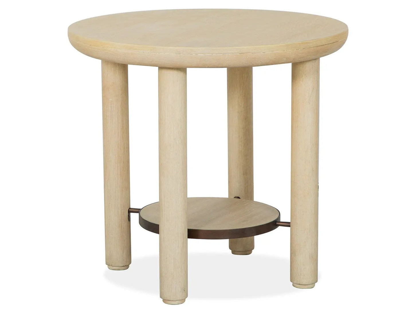 Sunset Cove End Table by Unique Piece Furniture, wood top with three legs and lower shelf on Tampa Home & Garden Store