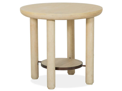 Sunset Cove End Table by Unique Piece Furniture, wood top with three legs and lower shelf on Tampa Home & Garden Store