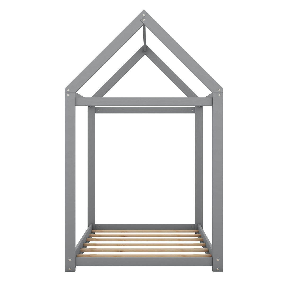 Wooden house-shaped platform bed by HouseOfZazla in gray with slatted base on Tampa Home & Garden Store