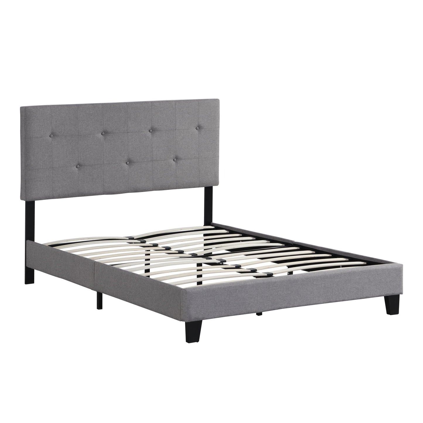 Modern Bed Frame and Button Tufted Headboard