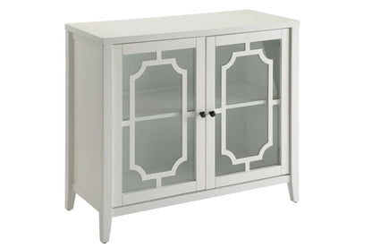 Ceara White Console Cabinet With Glass Doors