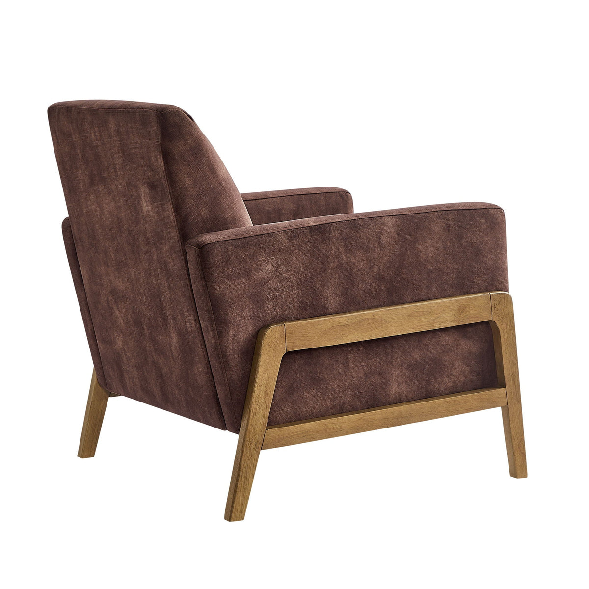 Tufted back accent chair in dark brown fabric with light wood base by HouseOfZazla on Tampa Home & Garden Store