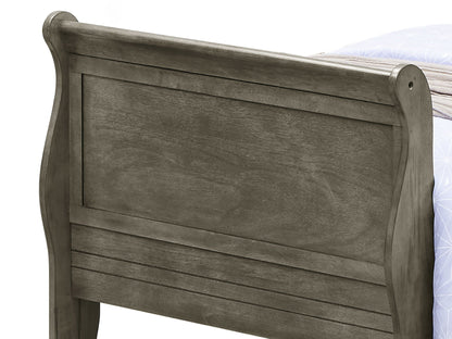 Panel Sleigh Bed by HouseOfZazla in weathered gray wood with slatted panels on Tampa Home & Garden Store