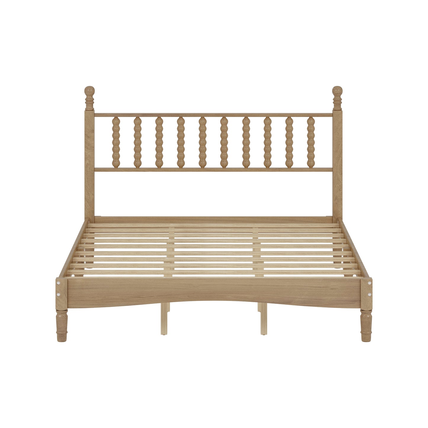 Queen size wood platform bed with gourd-shaped headboard in natural oak by HouseOfZazla on Tampa Home & Garden Store