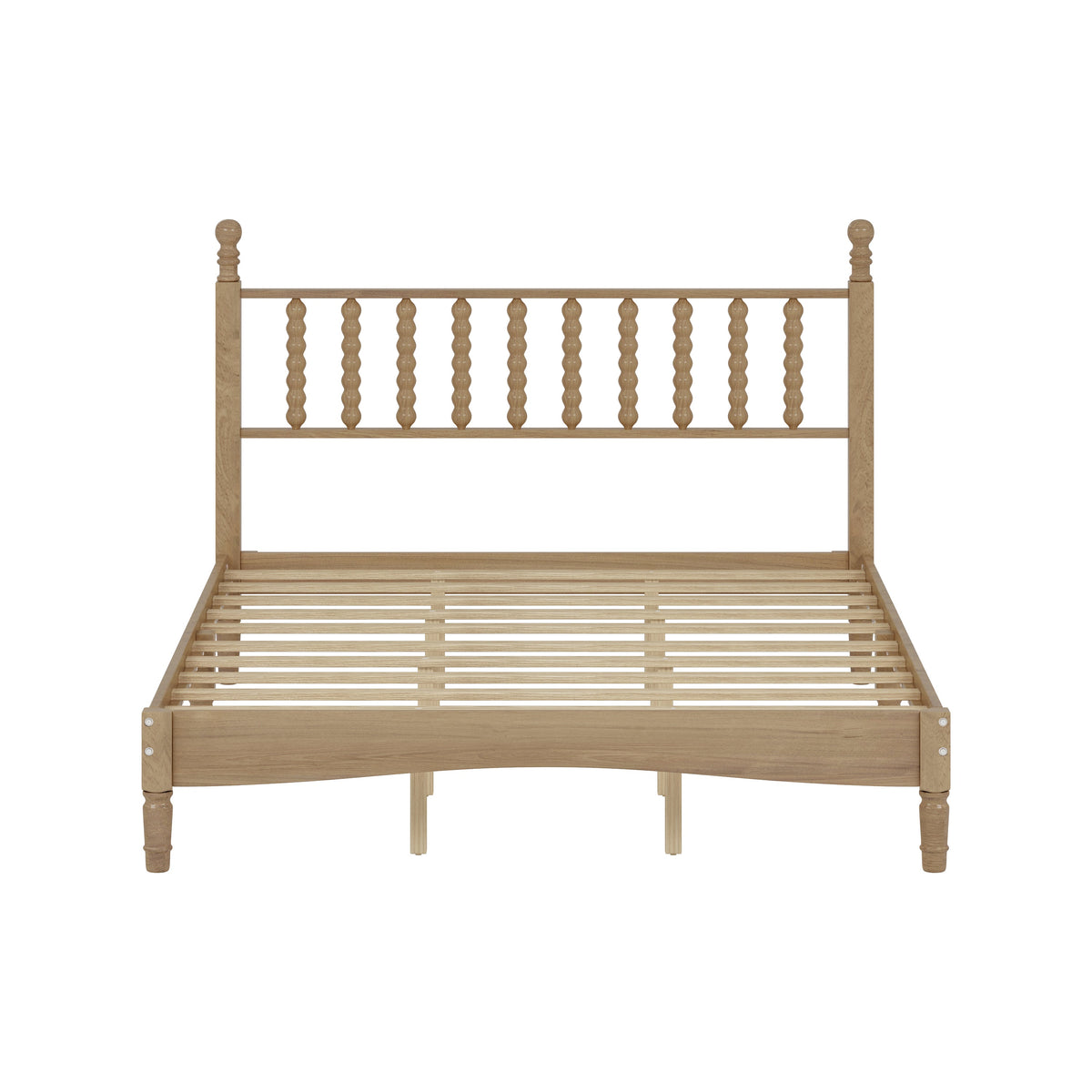 Queen size wood platform bed with gourd-shaped headboard in natural oak by HouseOfZazla on Tampa Home & Garden Store