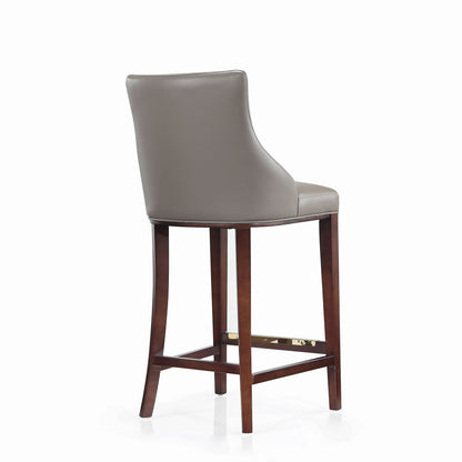 Shubert Barstool with taupe leather and dark wood legs, bar height 28-30, HouseOfZazla on Tampa Home & Garden Store