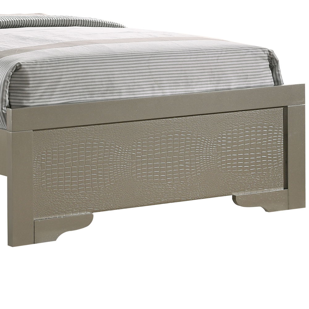 Lorana Jewel Tufted Bed Frame and Silver Finish