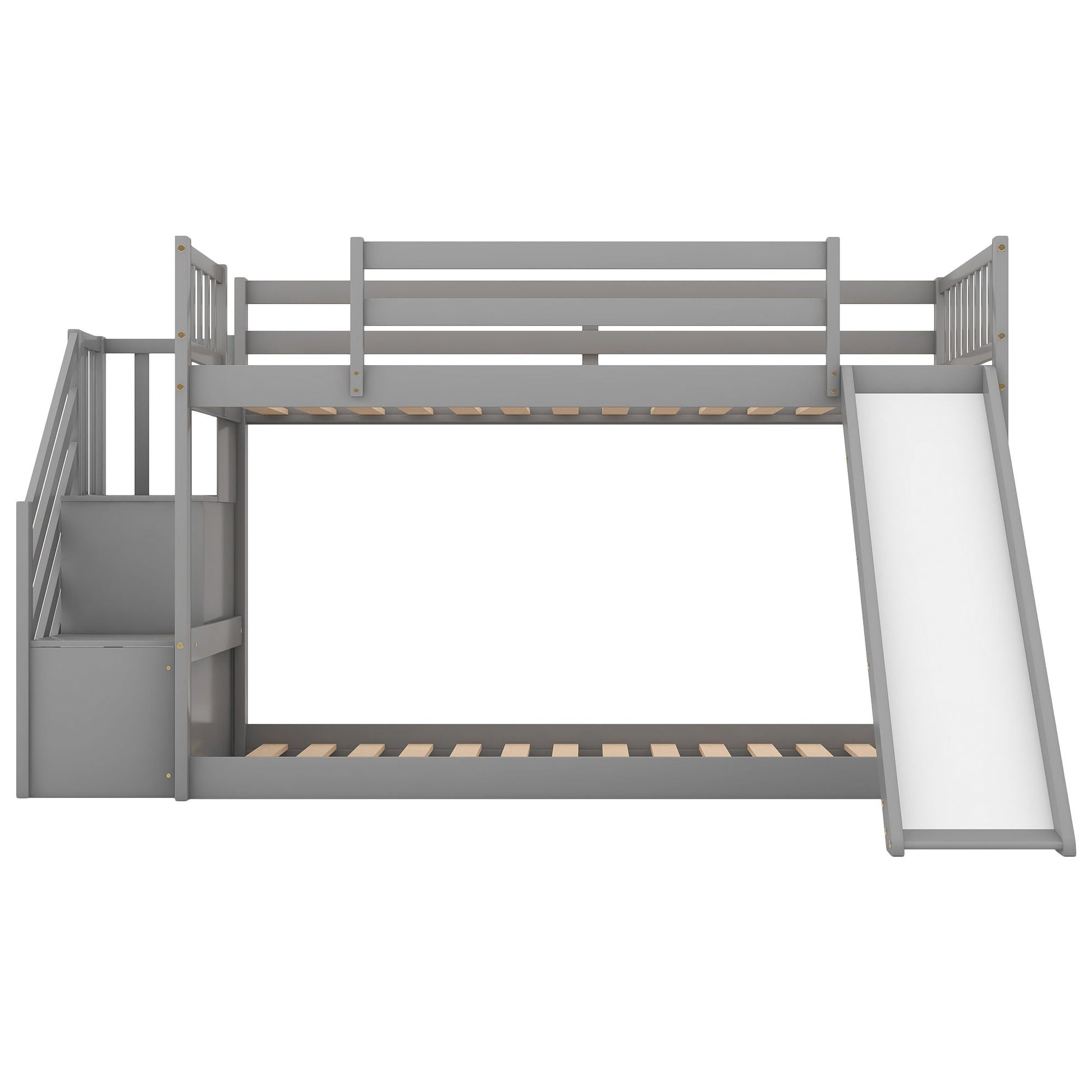 Bunk bed with convertible slide and stairway gray by HouseOfZazla on Tampa Home & Garden Store