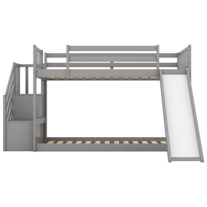 Bunk bed with convertible slide and stairway gray by HouseOfZazla on Tampa Home & Garden Store