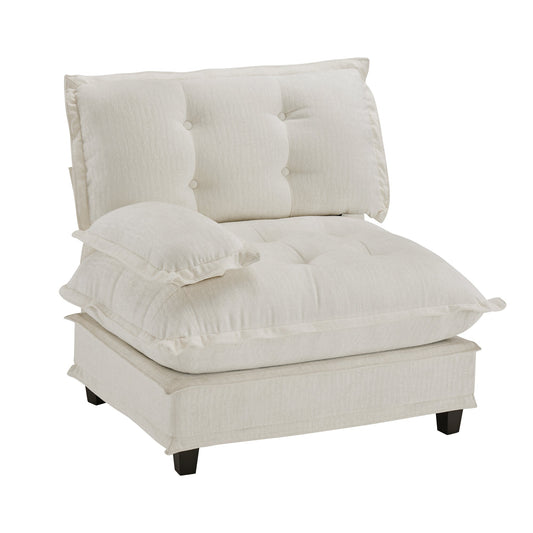 73 Inch LSF Chenille Sofa HouseOfZazla cream upholstery with tufted back and dark legs on Tampa Home & Garden Store