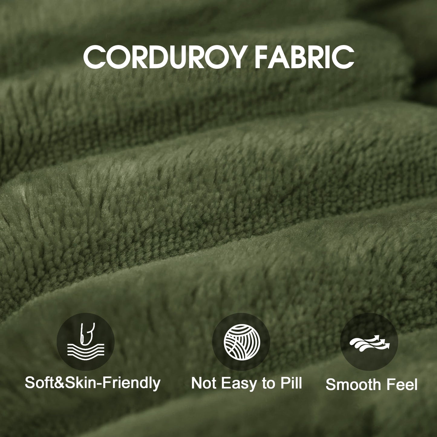 Corduroy fabric texture in green close-up for sofas Soft&Skin-Friendly on Tampa Home & Garden Store
