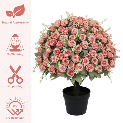 Indoor and Outdoor Silk Rose in a Cement Pot