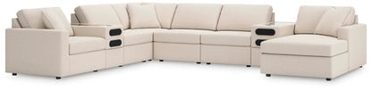 Modmax oyster stationary sectional sofa with chaise in beige fabric and built-in cup holders on Tampa Home & Garden Store