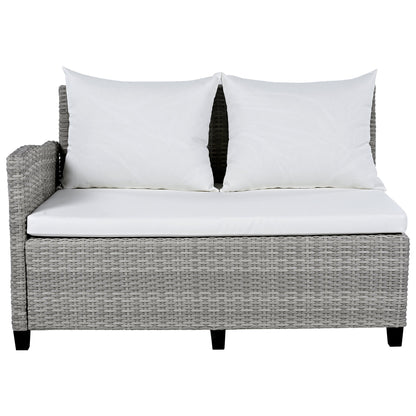 Tomax 5-Piece Outdoor Rattan Sofa Set gray wicker with white cushions HouseOfZazla on Tampa Home & Garden Store