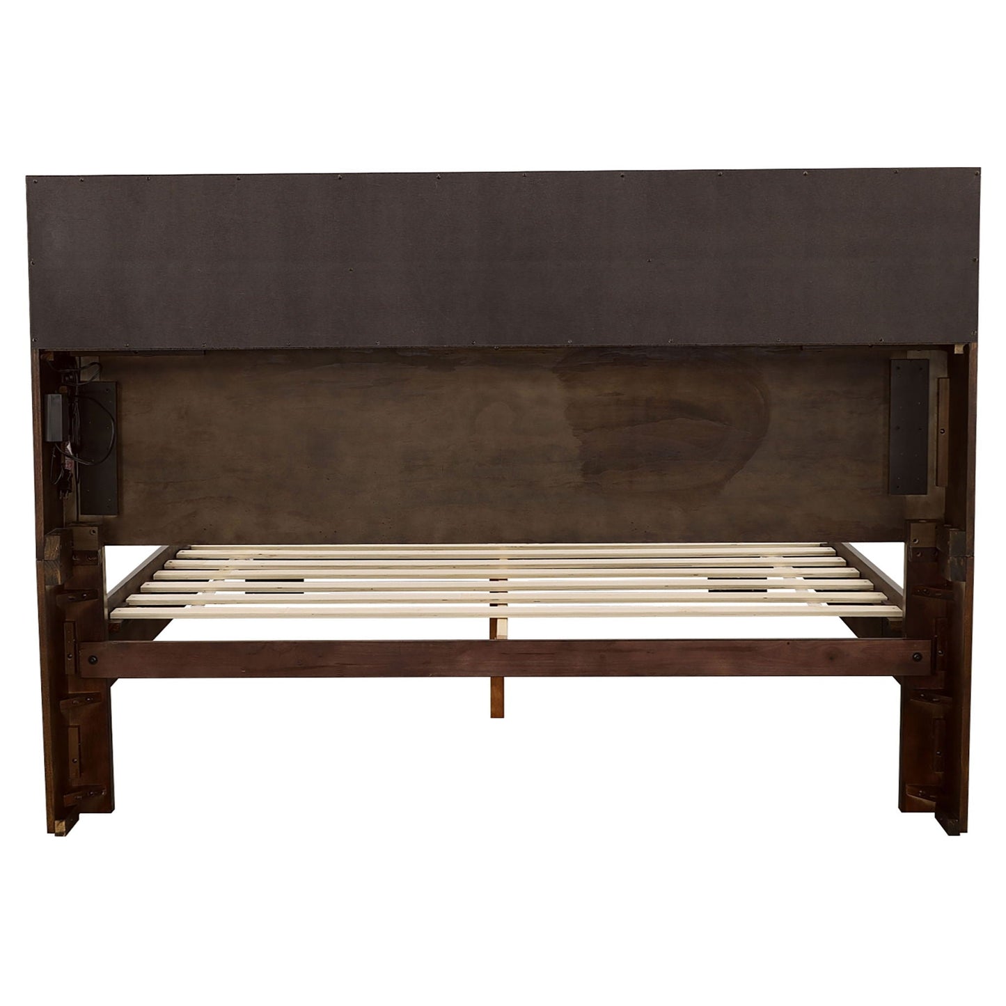 Ardino California King bed with bookcase headboard cappuccino, storage bed with slatted frame on Tampa Home & Garden Store