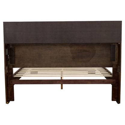Ardino California King bed with bookcase headboard cappuccino, storage bed with slatted frame on Tampa Home & Garden Store