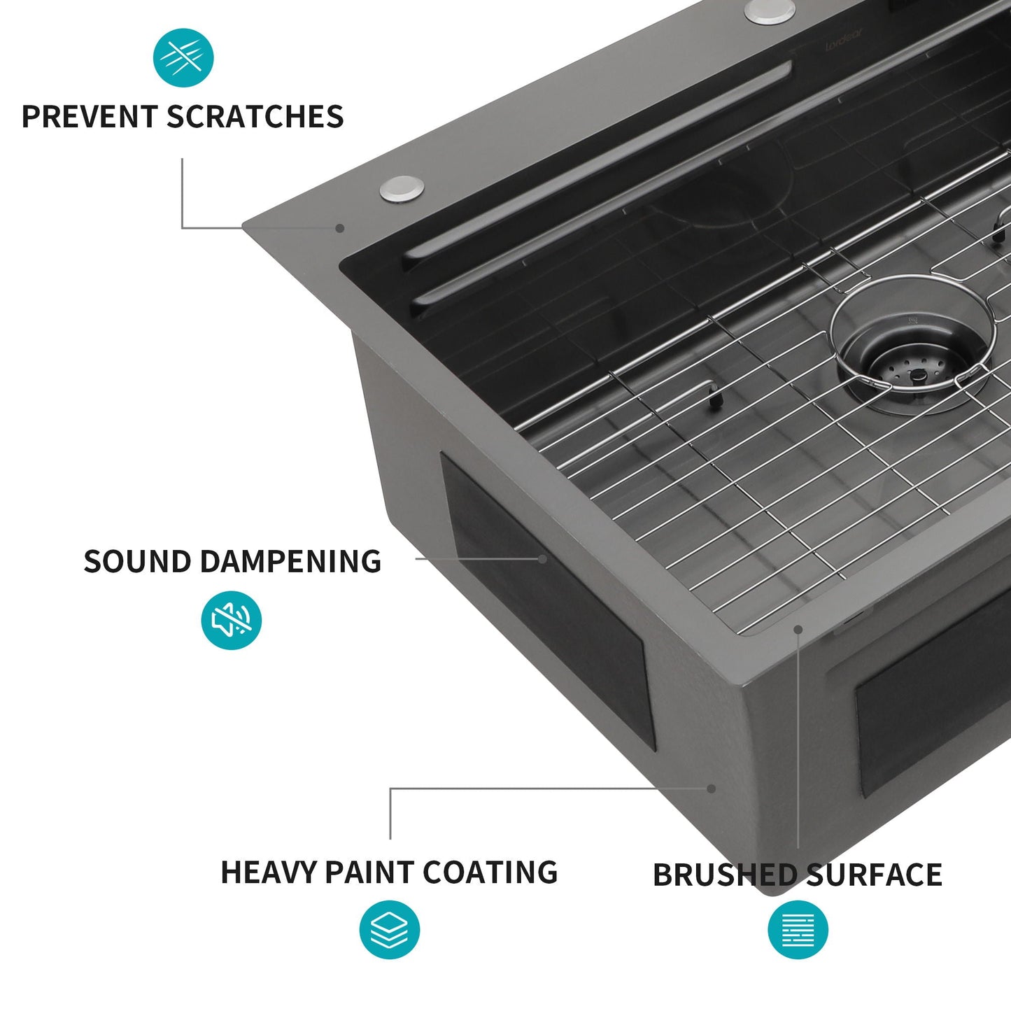 Brushed Waterfall Sink with Faucet and Cup Washer