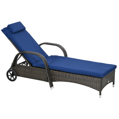 Outsunny Handwoven Rattan Outdoor Chaise Lounge