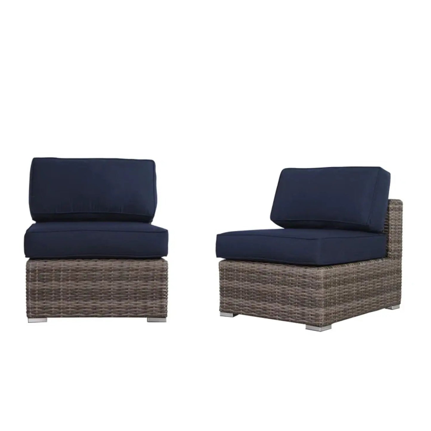 Seating set with cushions handcrafted wicker design, 4-piece outdoor set, navy cushions on Tampa Home & Garden Store