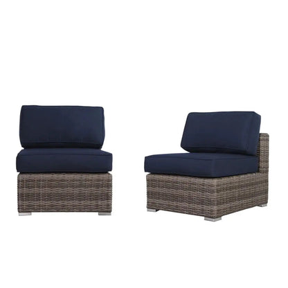 Seating set with cushions handcrafted wicker design, 4-piece outdoor set, navy cushions on Tampa Home & Garden Store