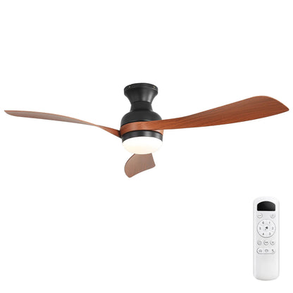 Ceiling Fan With Remote LED Light 3 Blades Black