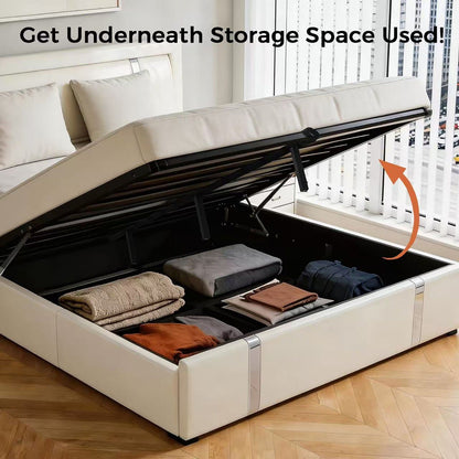 Upholstered Bed with Led Headboard and Storage