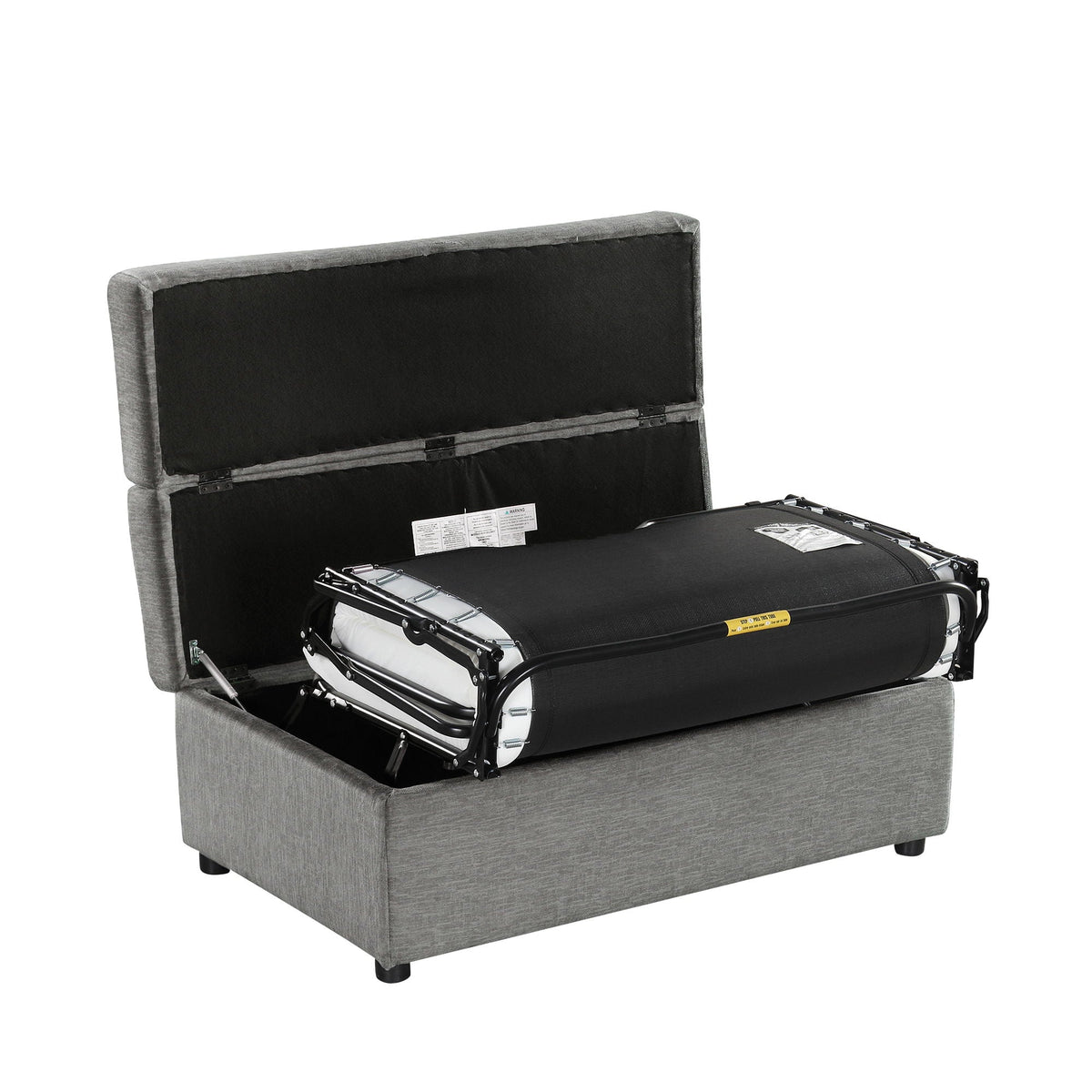 Twin size folding ottoman sleeper bed with mattress in gray fabric by HouseOfZazla on Tampa Home & Garden Store