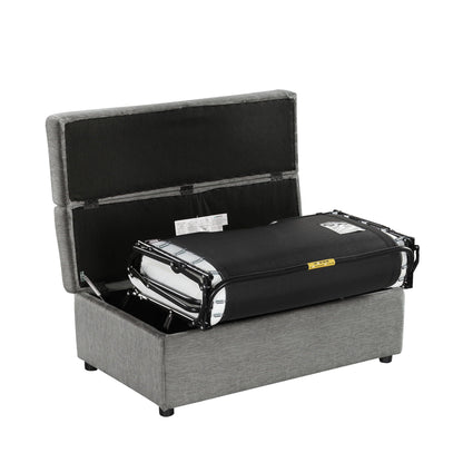 Twin size folding ottoman sleeper bed with mattress in gray fabric by HouseOfZazla on Tampa Home & Garden Store