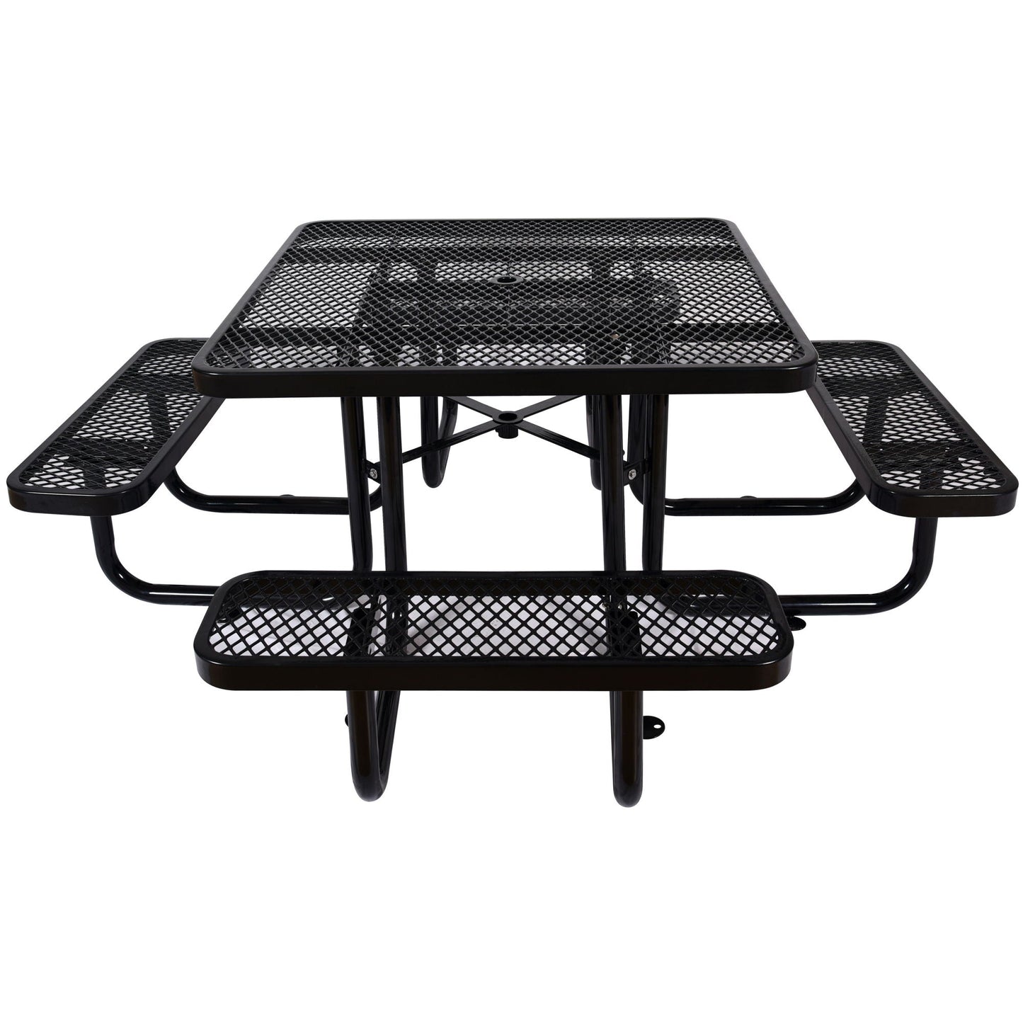 Square Outdoor Steel Picnic Table with Umbrella