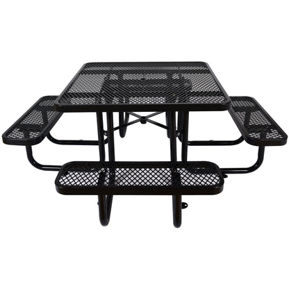 Square Outdoor Steel Picnic Table with Umbrella