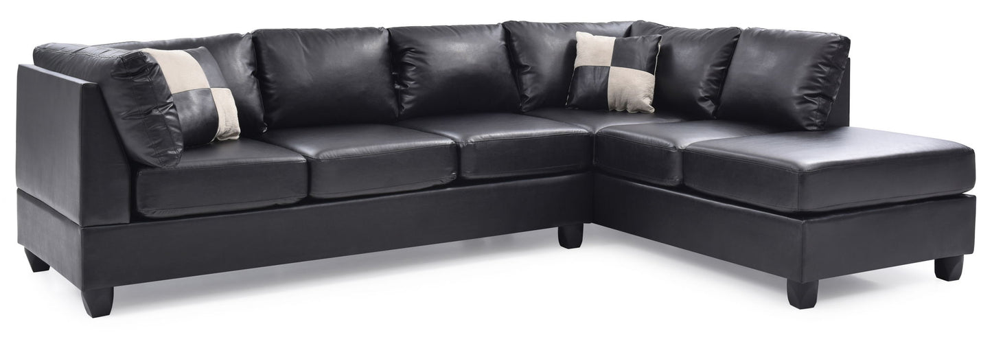 Malone Comfort Sectional black leather stationary sectional with chaise by HouseOfZazla on Tampa Home & Garden Store