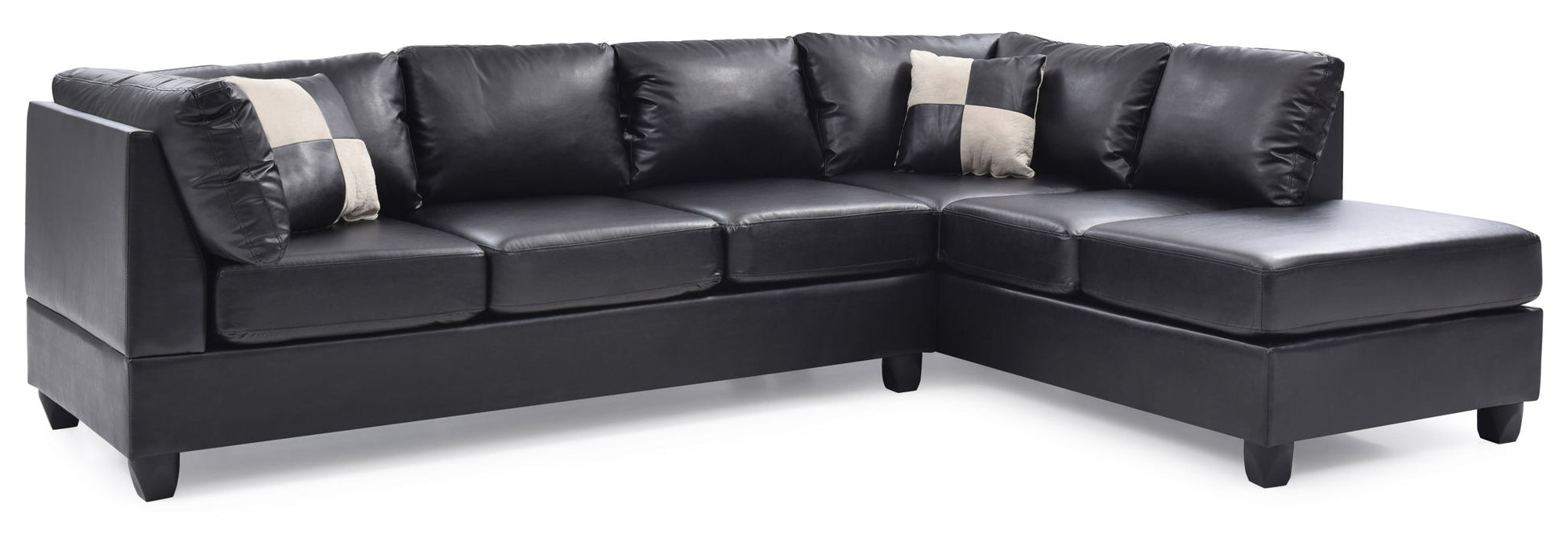 Malone Comfort Sectional black leather stationary sectional with chaise by HouseOfZazla on Tampa Home & Garden Store