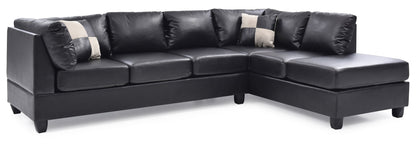 Malone Comfort Sectional black leather stationary sectional with chaise by HouseOfZazla on Tampa Home & Garden Store