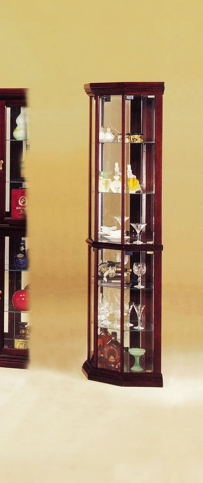 Huxley Curio Cabinet Corner in cherry wood with glass doors and shelves Unique Piece Furniture on Tampa Home & Garden Store