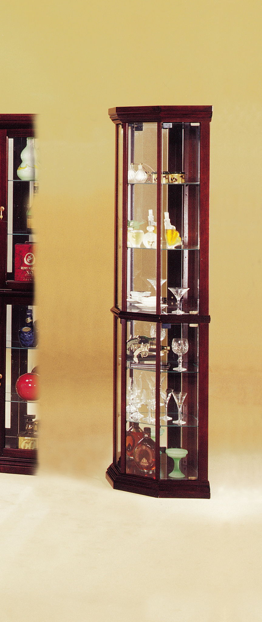 Huxley Curio Cabinet corner cherry wood with glass doors and shelves HouseOfZazla on Tampa Home & Garden Store
