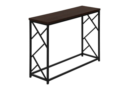 Accent console table dark wood top with black metal X-frame, Unique Piece Furniture on Tampa Home & Garden Store